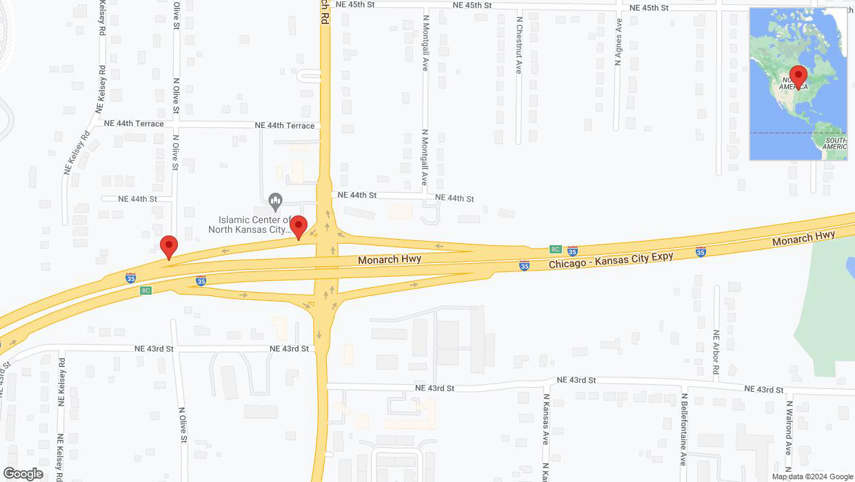 A detailed map that shows the affected road due to 'A crash has been reported on Northeast Antioch Road' on July 28th at 8:23 p.m.