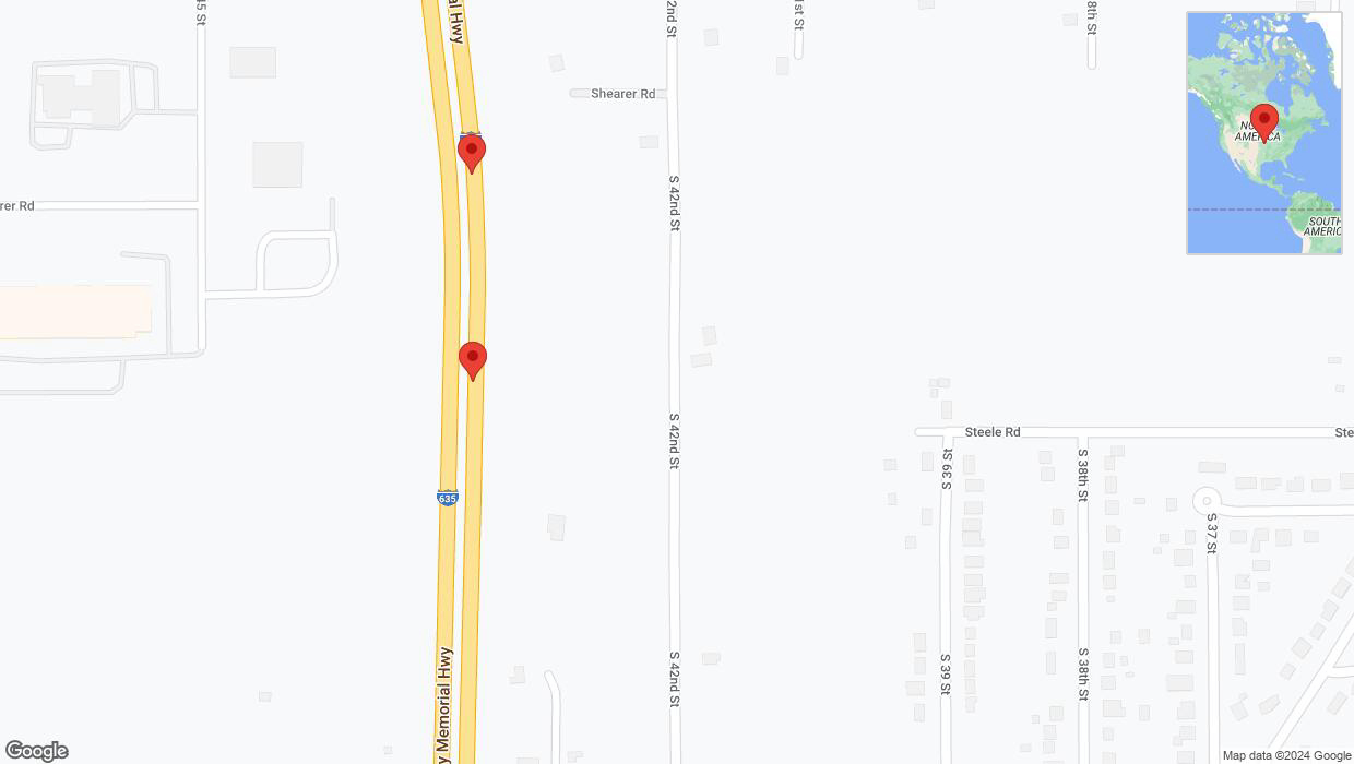 A detailed map that shows the affected road due to 'Broken down vehicle on northbound I-635 in Kansas City' on July 28th at 11:16 p.m.