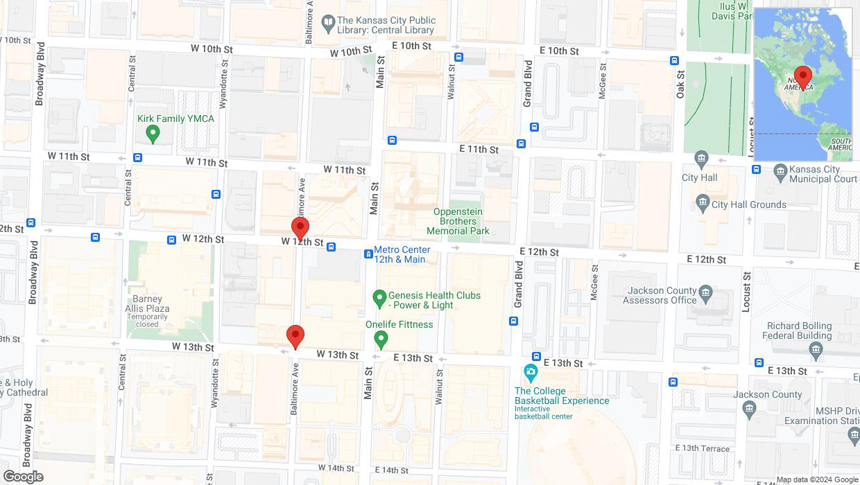 A detailed map that shows the affected road due to 'Kansas City: West 12th Street closed' on July 29th at 3:28 p.m.