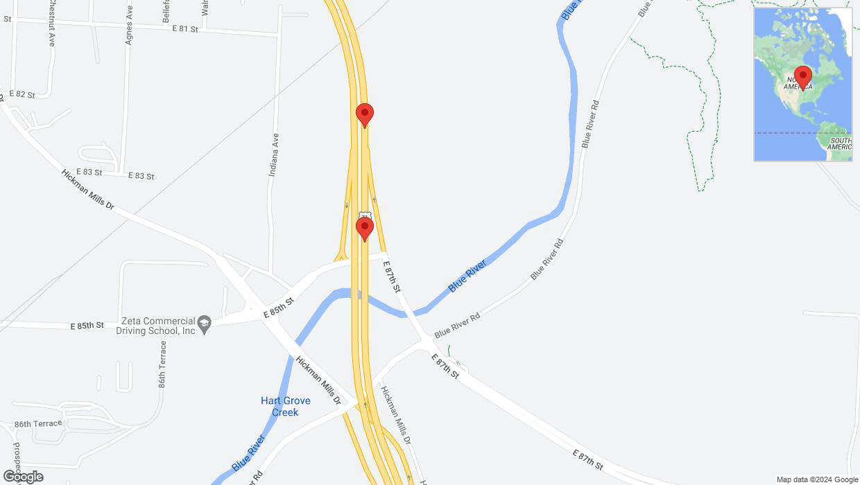 A detailed map that shows the affected road due to 'Broken down vehicle on northbound I-40/US-71 in Kansas City' on July 30th at 12:28 p.m.