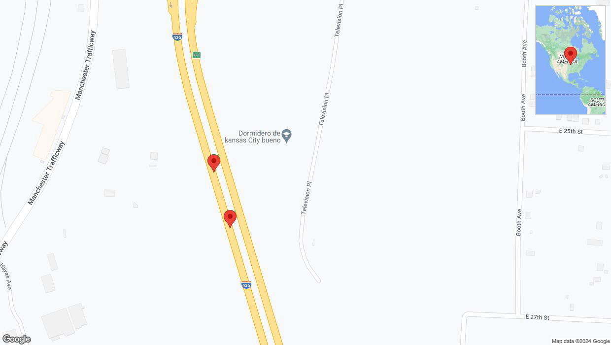 A detailed map that shows the affected road due to 'Broken down vehicle on southbound I-435 in Kansas City' on July 30th at 4:16 p.m.
