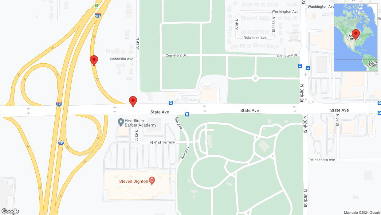 A detailed map that shows the affected road due to 'State Avenue closed in Kansas City' on July 30th at 8:04 p.m.