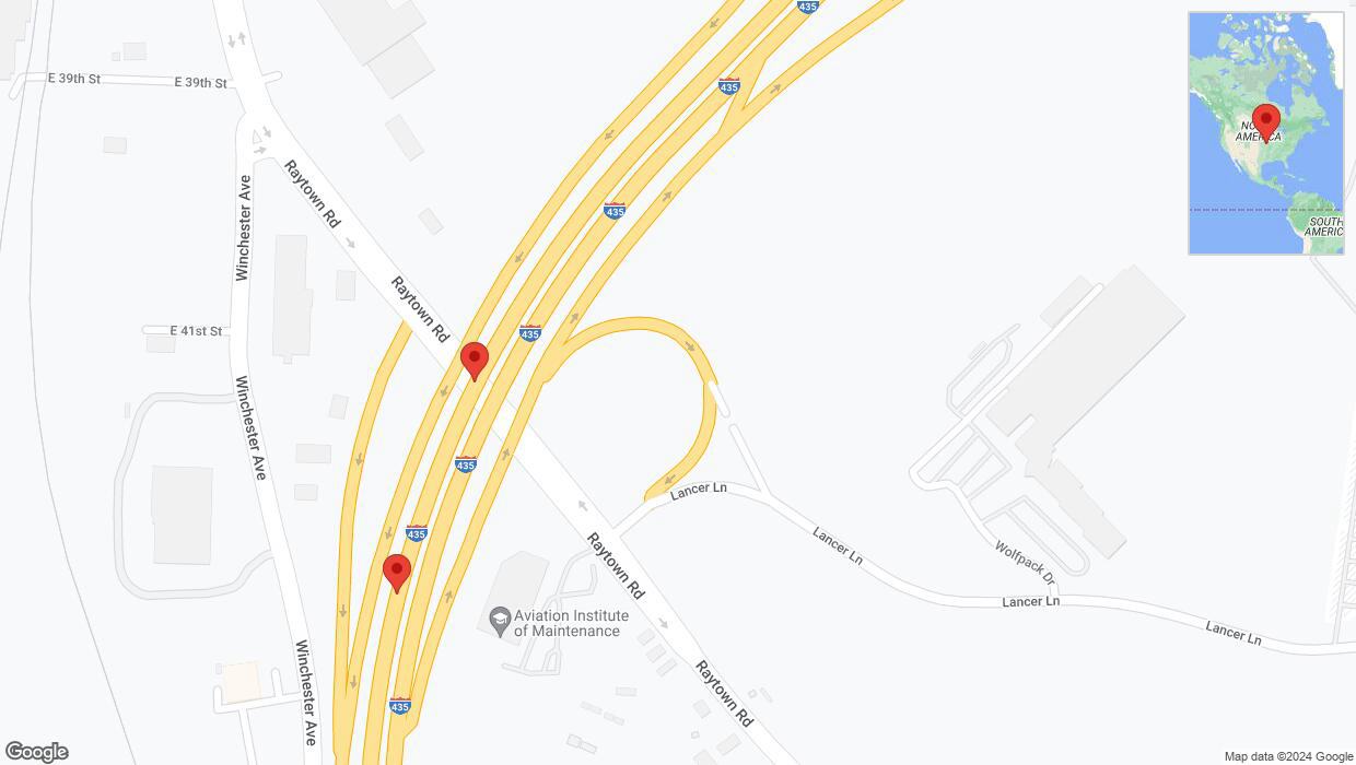 A detailed map that shows the affected road due to 'Broken down vehicle on southbound I-435 in Kansas City' on July 30th at 10:16 p.m.