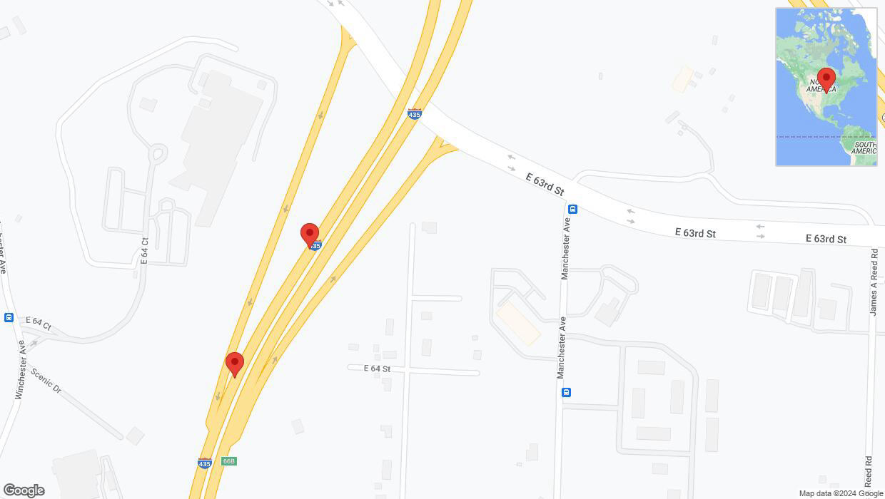 A detailed map that shows the affected road due to 'Broken down vehicle on southbound I-435 in Kansas City' on July 31st at 3:58 p.m.