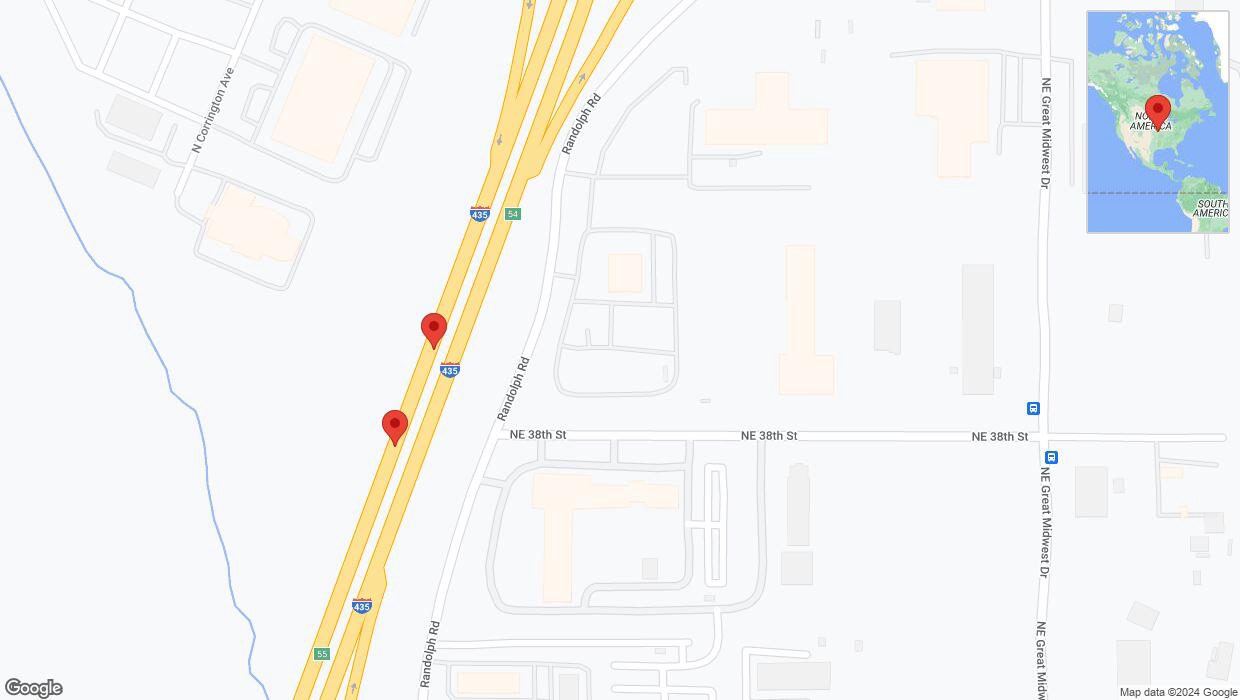 A detailed map that shows the affected road due to 'Broken down vehicle on southbound I-435 in Kansas City' on July 31st at 4:04 p.m.