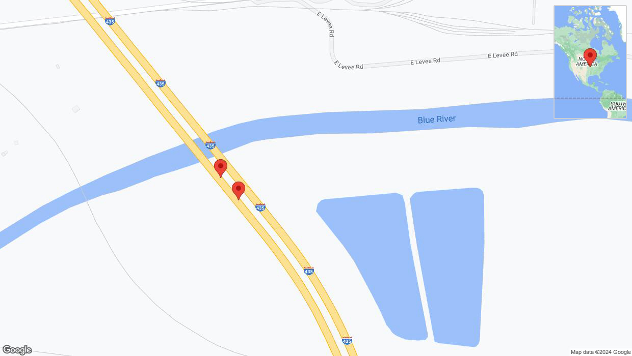 A detailed map that shows the affected road due to 'Broken down vehicle on southbound I-435 in Kansas City' on July 31st at 4:04 p.m.