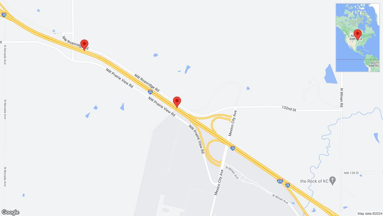 A detailed map that shows the affected road due to 'Drivers cautioned as heavy rain triggers traffic concerns on northbound I-435/I-29 in Kansas City' on July 31st at 10:52 p.m.