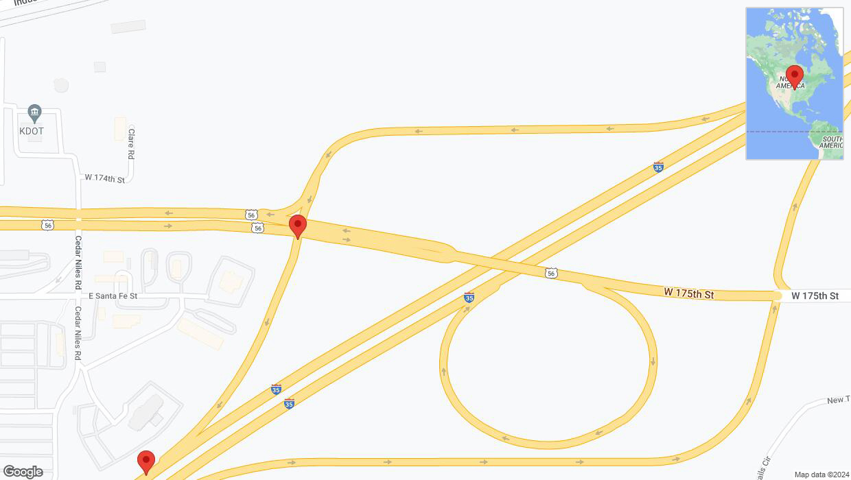 A detailed map that shows the affected road due to 'Broken down vehicle on East Santa Fe Street in Gardner' on August 1st at 1:10 p.m.