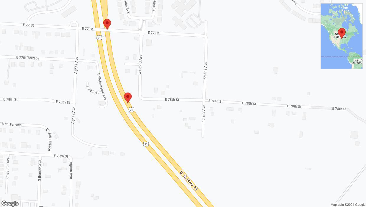 A detailed map that shows the affected road due to 'Crash update: I-40/US-71' on August 1st at 2:04 p.m.