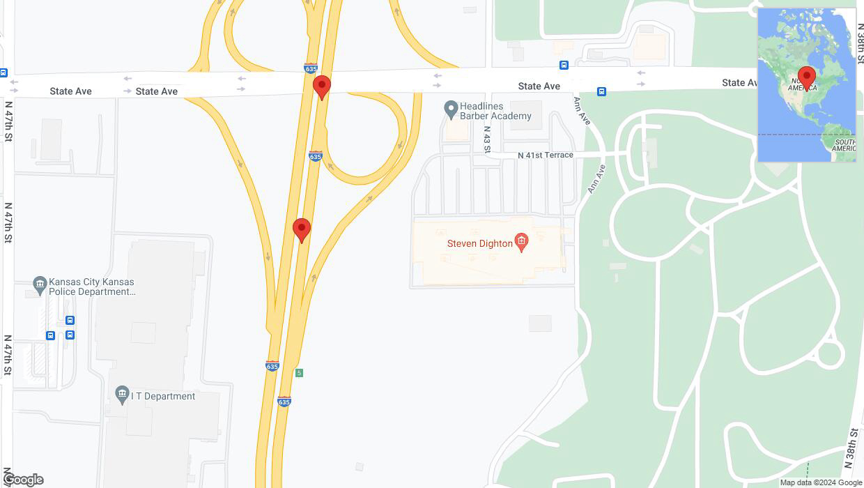 A detailed map that shows the affected road due to 'Broken down vehicle on northbound I-635 in Kansas City' on August 1st at 3:22 p.m.