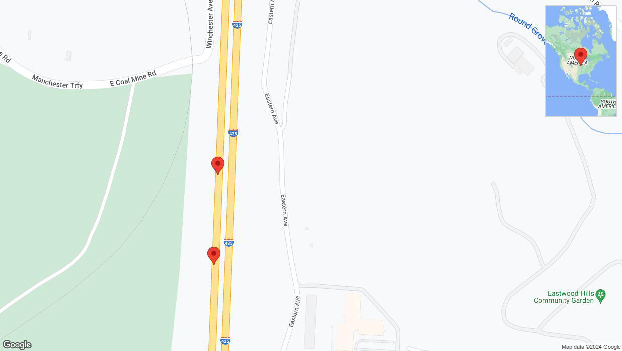 A detailed map that shows the affected road due to 'Broken down vehicle on southbound I-435 in Kansas City' on August 1st at 4:04 p.m.