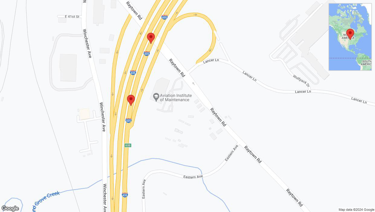 A detailed map that shows the affected road due to 'Kansas City: I-435 closed' on August 1st at 6:10 p.m.