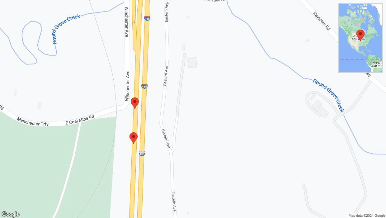 A detailed map that shows the affected road due to 'Broken down vehicle on southbound I-435 in Kansas City' on August 2nd at 6:23 p.m.