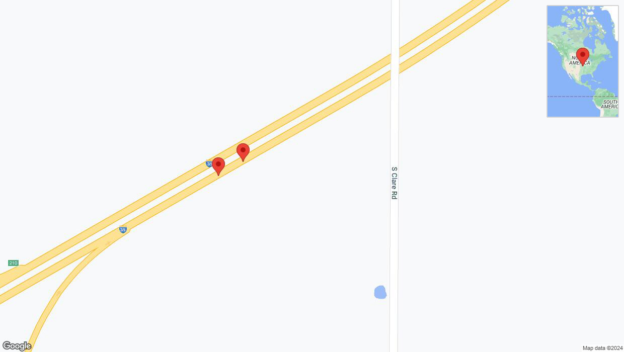 A detailed map that shows the affected road due to 'Broken down vehicle on eastbound I-35 in Gardner' on August 3rd at 1:37 p.m.