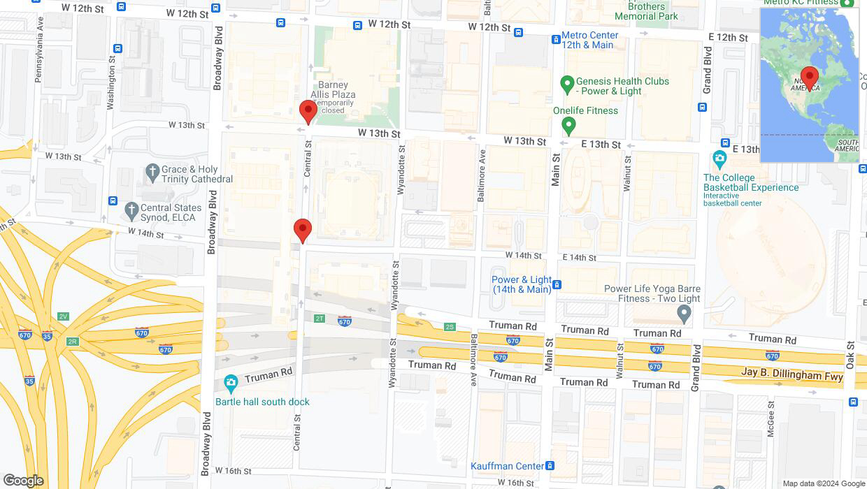 A detailed map that shows the affected road due to 'East 14th Street closed in Kansas City' on August 3rd at 4:23 p.m.