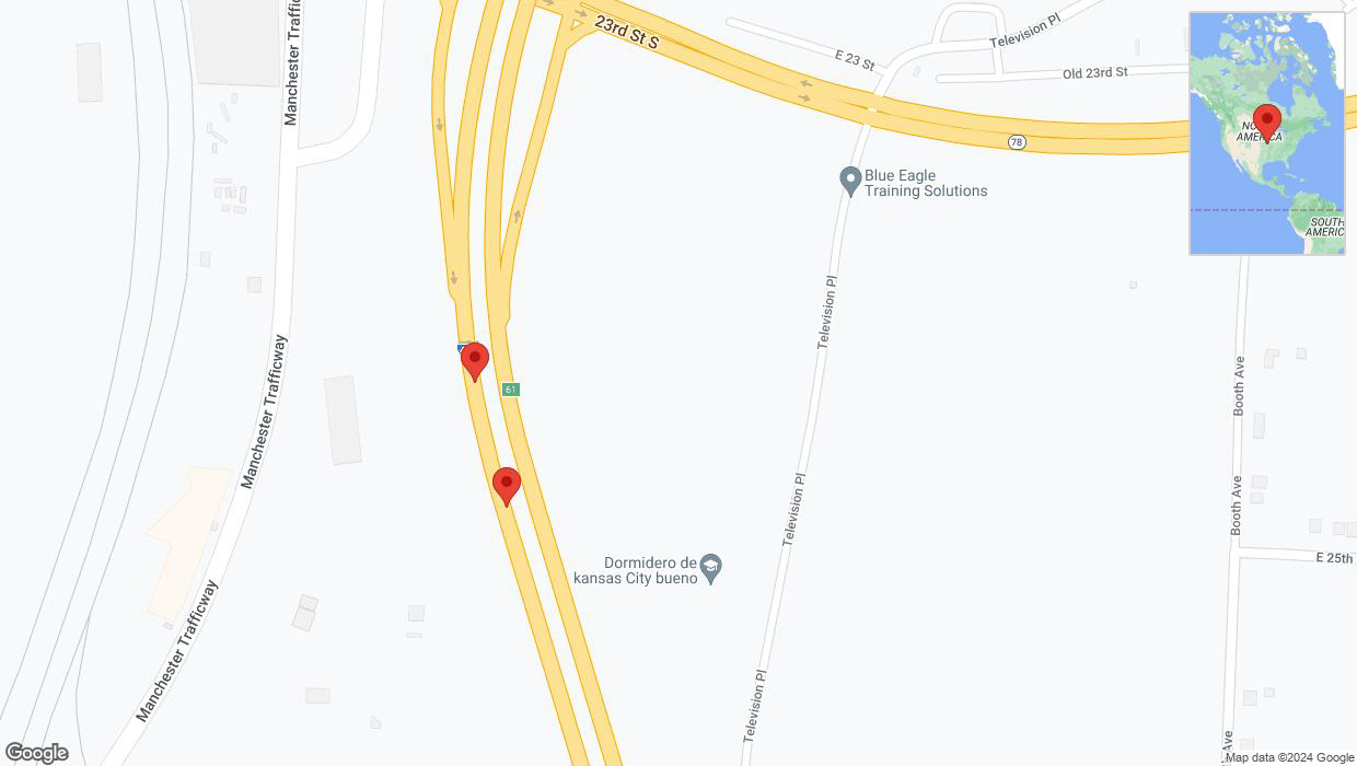 A detailed map that shows the affected road due to 'Broken down vehicle on southbound I-435 in Kansas City' on August 4th at 2:04 p.m.