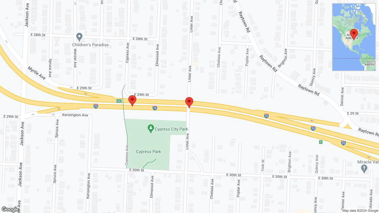 A detailed map that shows the affected road due to 'Broken down vehicle on eastbound I-70 in Kansas City' on August 4th at 2:28 p.m.