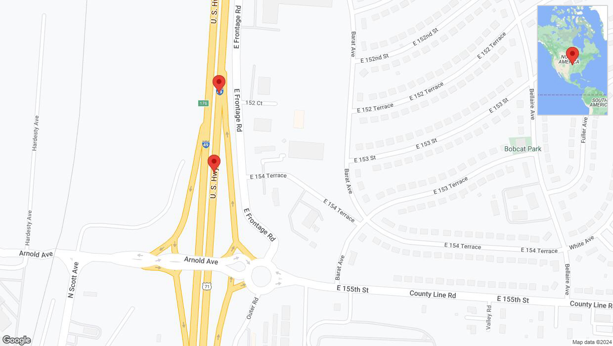A detailed map that shows the affected road due to 'Reports of a crash on northbound I-40/US-71' on August 5th at 5:11 p.m.