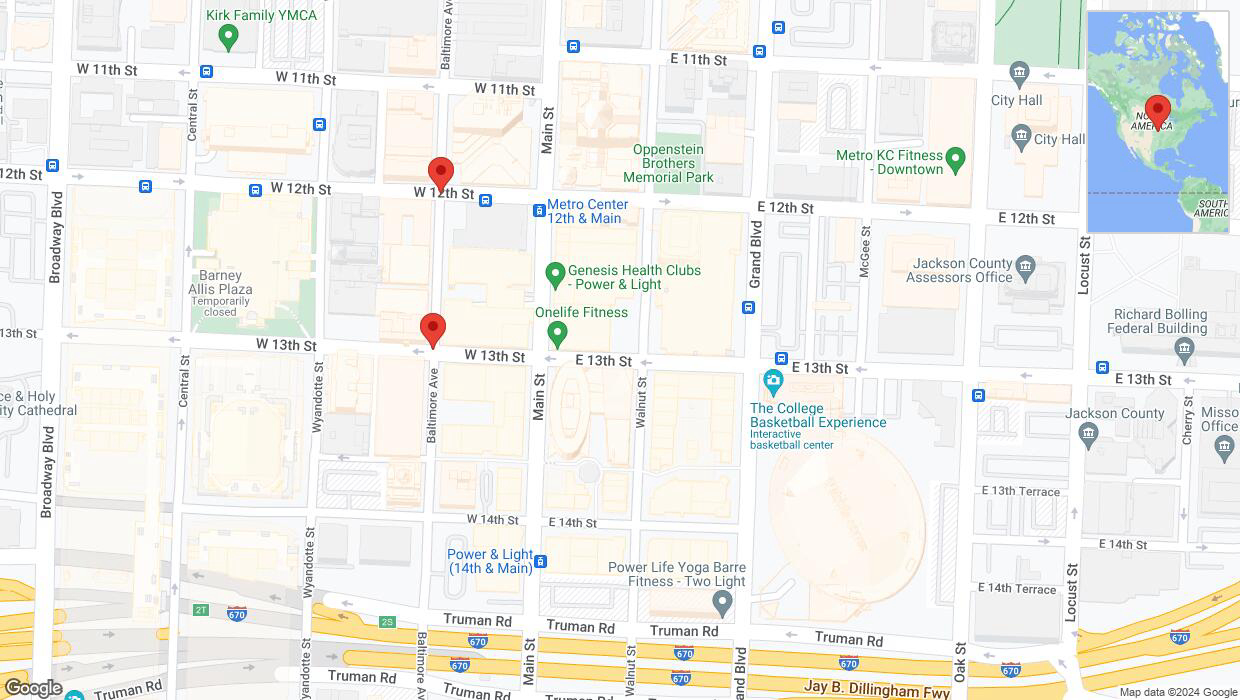 A detailed map that shows the affected road due to 'Kansas City: Baltimore Avenue temporarily closed' on August 5th at 5:29 p.m.