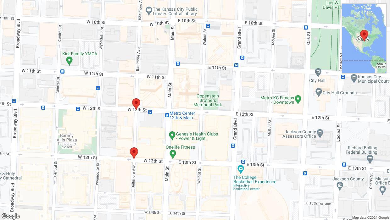 A detailed map that shows the affected road due to 'West 12th Street closed in Kansas City' on August 5th at 5:35 p.m.