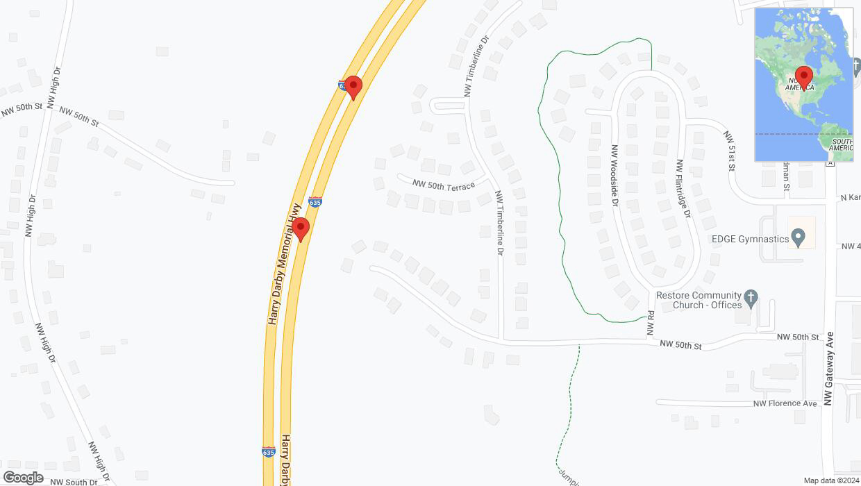 A detailed map that shows the affected road due to 'Broken down vehicle on northbound I-635 in Riverside' on August 5th at 7:47 p.m.