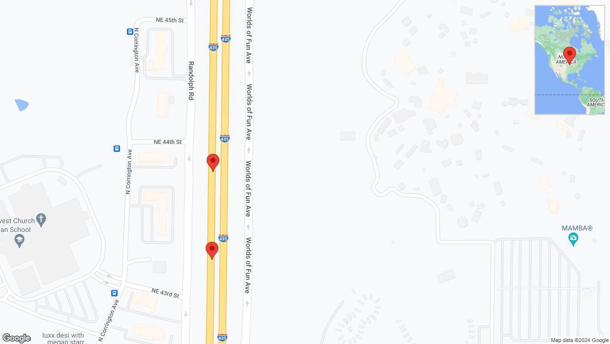 A detailed map that shows the affected road due to 'Crash report: I-435' on August 6th at 4:41 p.m.