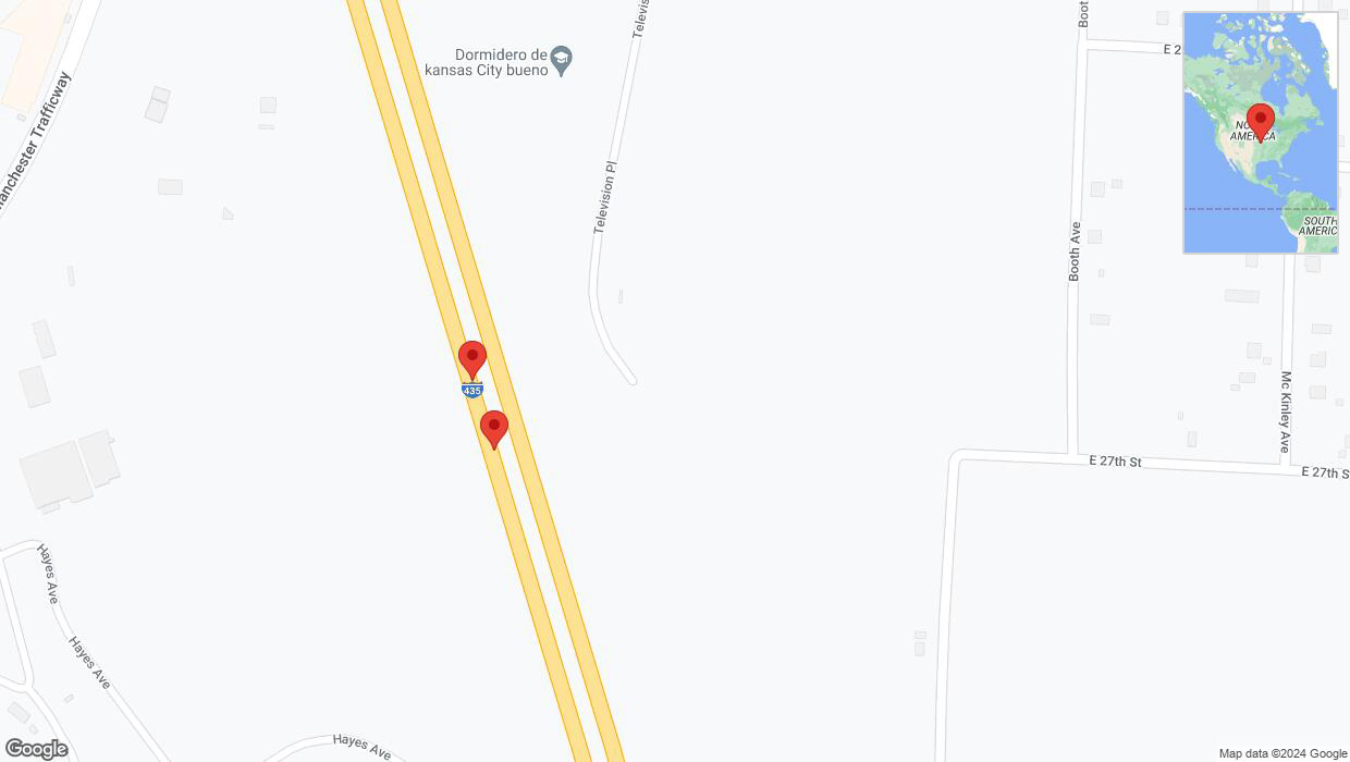 A detailed map that shows the affected road due to 'A crash has been reported on southbound I-435' on August 7th at 4:09 p.m.