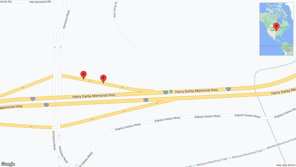 A detailed map that shows the affected road due to 'Broken down vehicle on the Harry Darby Memorial Highway in Riverside' on August 7th at 3:03 p.m.