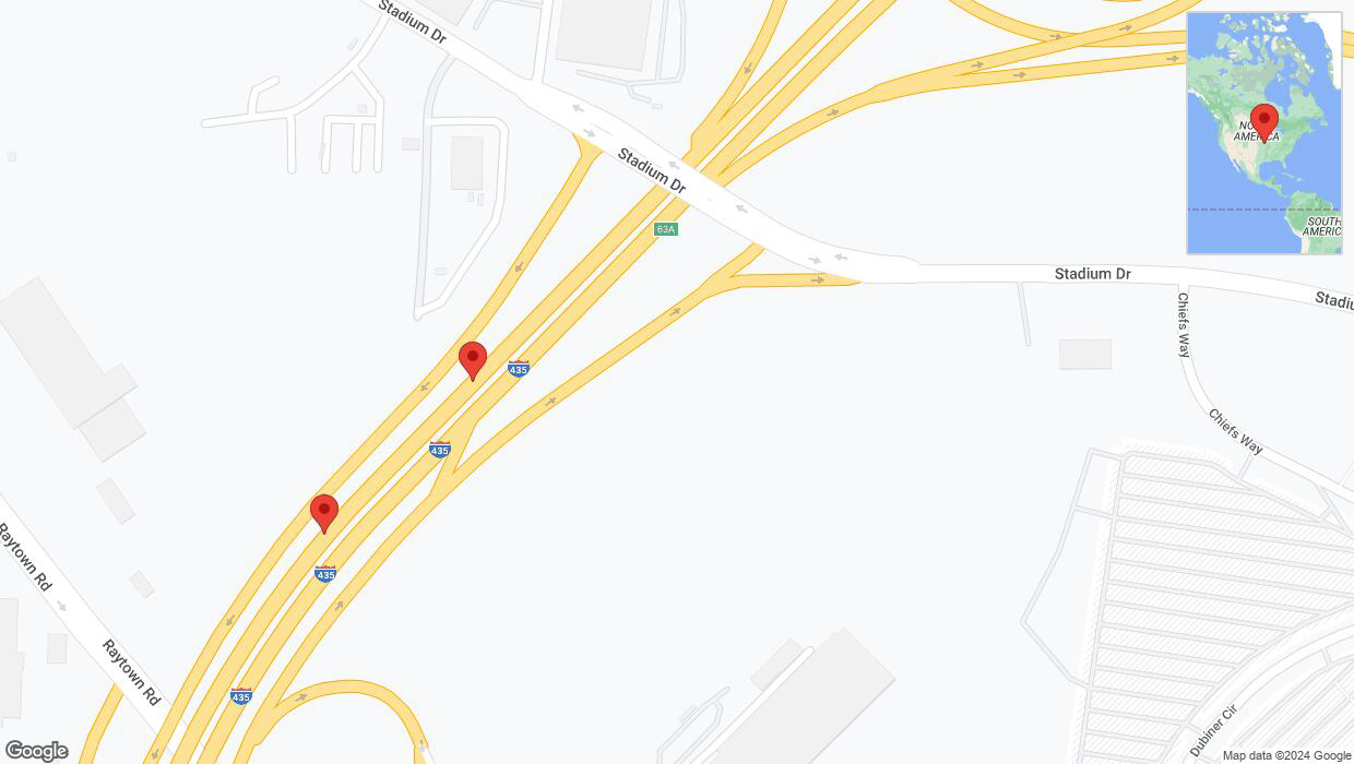 A detailed map that shows the affected road due to 'Crash report: I-435' on August 7th at 12:27 p.m.