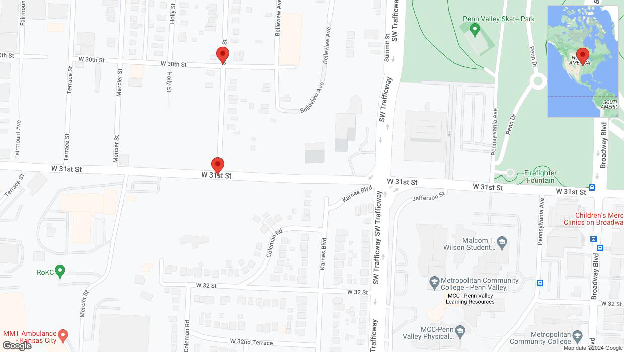A detailed map that shows the affected road due to 'Kansas City: Jarboe Street temporarily closed' on August 7th at 2:03 p.m.
