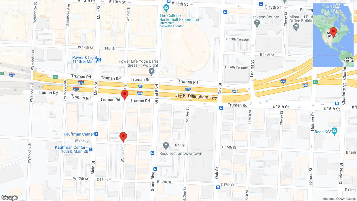 A detailed map that shows the affected road due to 'Walnut Street temporarily closed in Kansas City' on August 7th at 7:21 p.m.