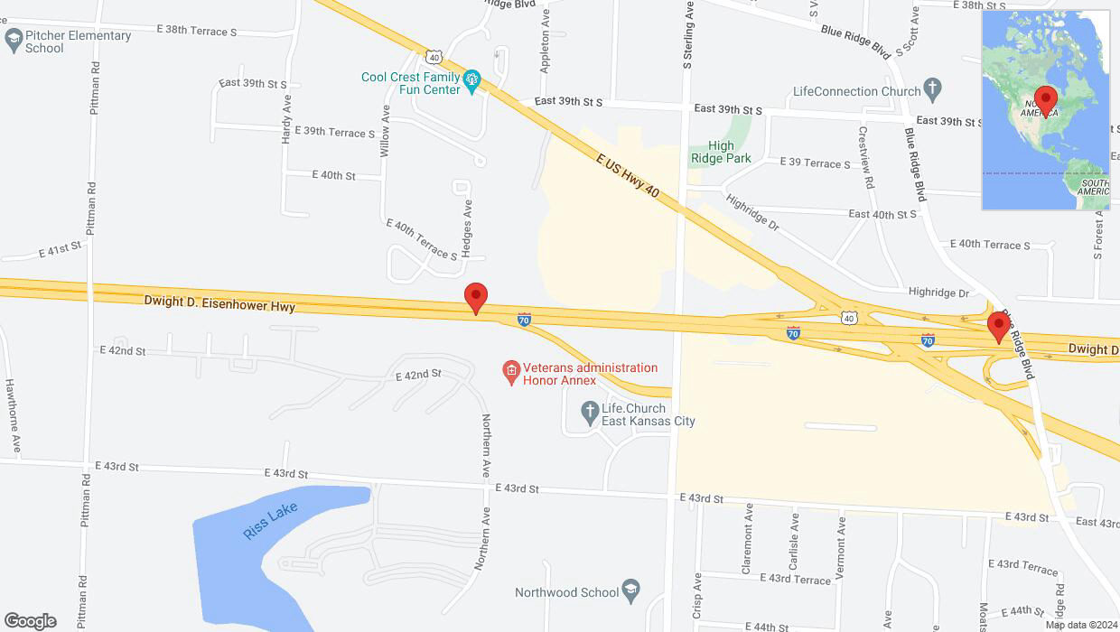 A detailed map that shows the affected road due to 'A crash has been reported on eastbound I-70' on August 9th at 3:28 p.m.