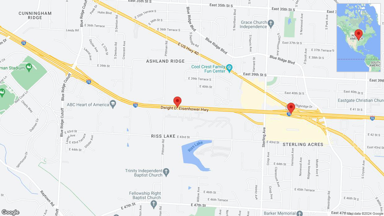 A detailed map that shows the affected road due to 'Reports of a crash on eastbound I-70' on August 9th at 3:34 p.m.