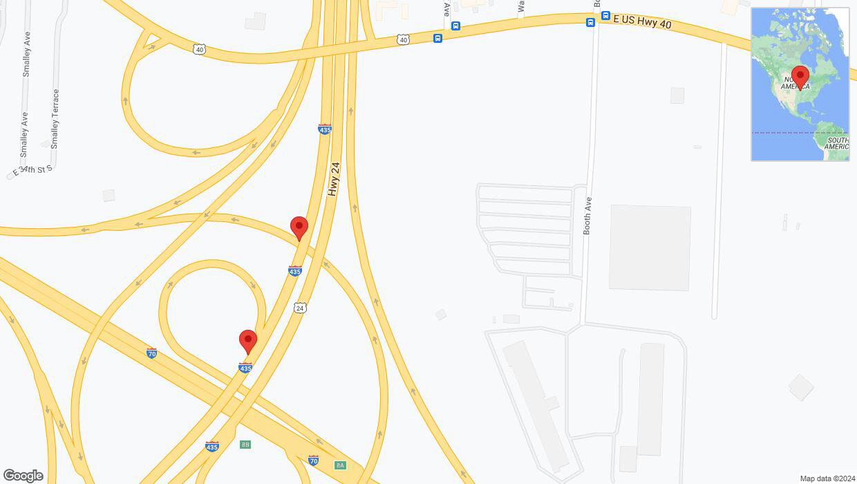 A detailed map that shows the affected road due to 'Broken down vehicle on southbound I-435 in Kansas City' on August 9th at 6:13 p.m.
