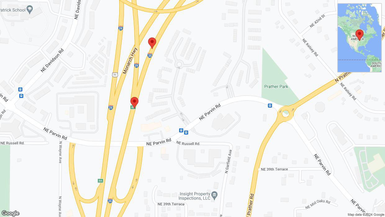 A detailed map that shows the affected road due to 'Broken down vehicle on northbound I-35 North in Kansas City' on August 10th at 5:14 p.m.