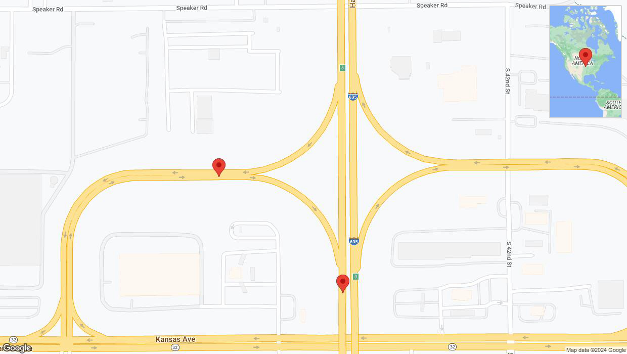A detailed map that shows the affected road due to 'Kansas Avenue temporarily closed in Kansas City' on August 9th at 8:13 p.m.
