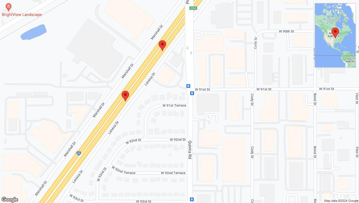 A detailed map that shows the affected road due to 'Broken down vehicle on eastbound I-35 in Lenexa' on August 10th at 7:42 p.m.