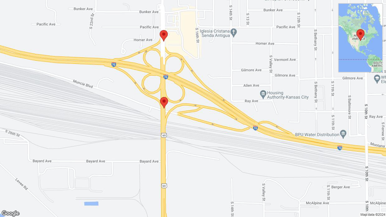 A detailed map that shows the affected road due to 'Traffic alert issued due to heavy rain conditions on Muncie Boulevard in Kansas City' on August 11th at 9:47 p.m.