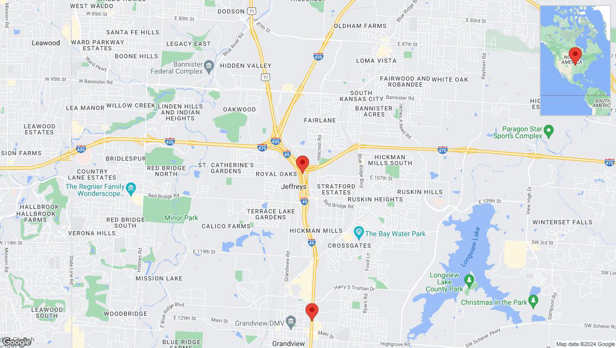A detailed map that shows the affected road due to 'Heavy rain prompts traffic warning on southbound I-40/US-71 in Kansas City' on August 11th at 10:17 p.m.