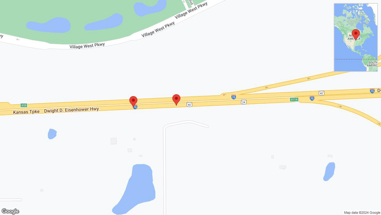 A detailed map that shows the affected road due to 'Broken down vehicle on eastbound I-70 in Edwardsville' on August 12th at 12:27 p.m.