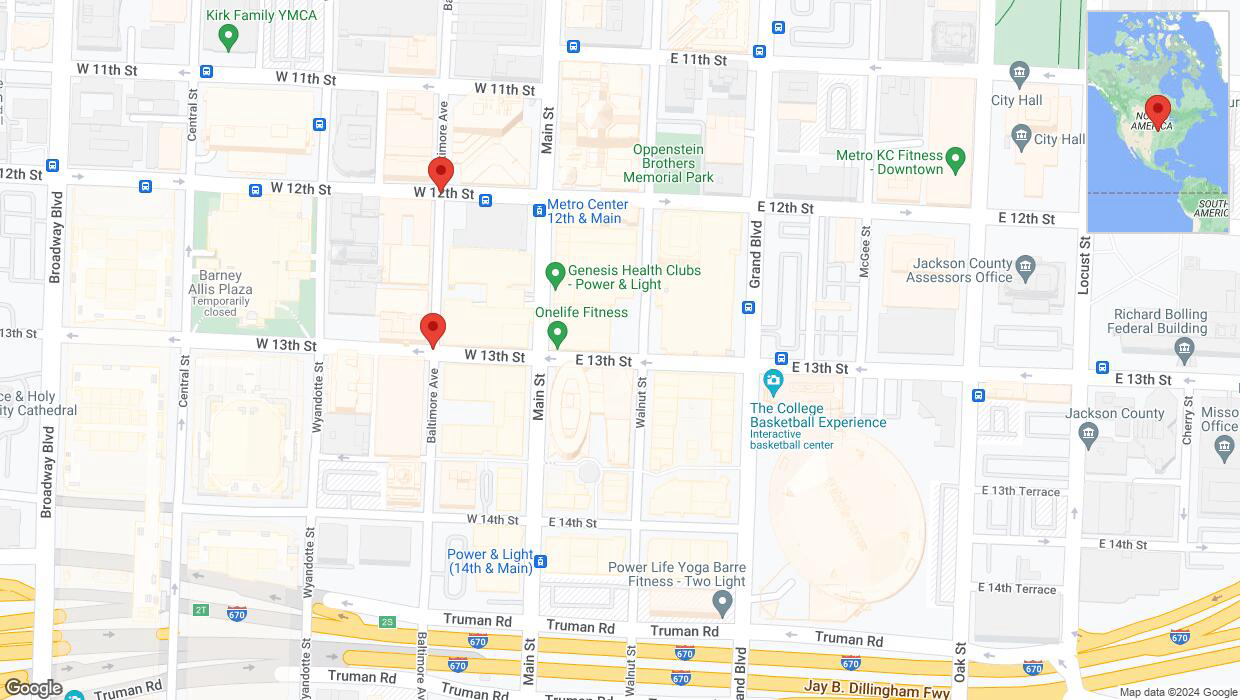 A detailed map that shows the affected road due to 'Baltimore Avenue closed in Kansas City' on August 12th at 7:21 p.m.