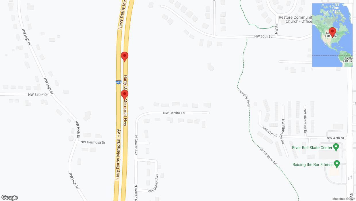 A detailed map that shows the affected road due to 'Crash reported on northbound I-635 in Riverside' on August 13th at 3:44 p.m.