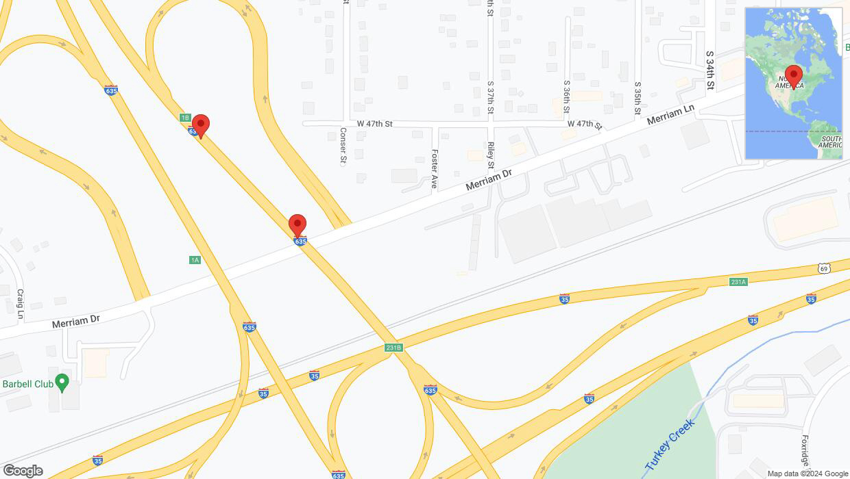 A detailed map that shows the affected road due to 'Warning: Crash on northbound I-635 in Shawnee' on August 13th at 4:08 p.m.
