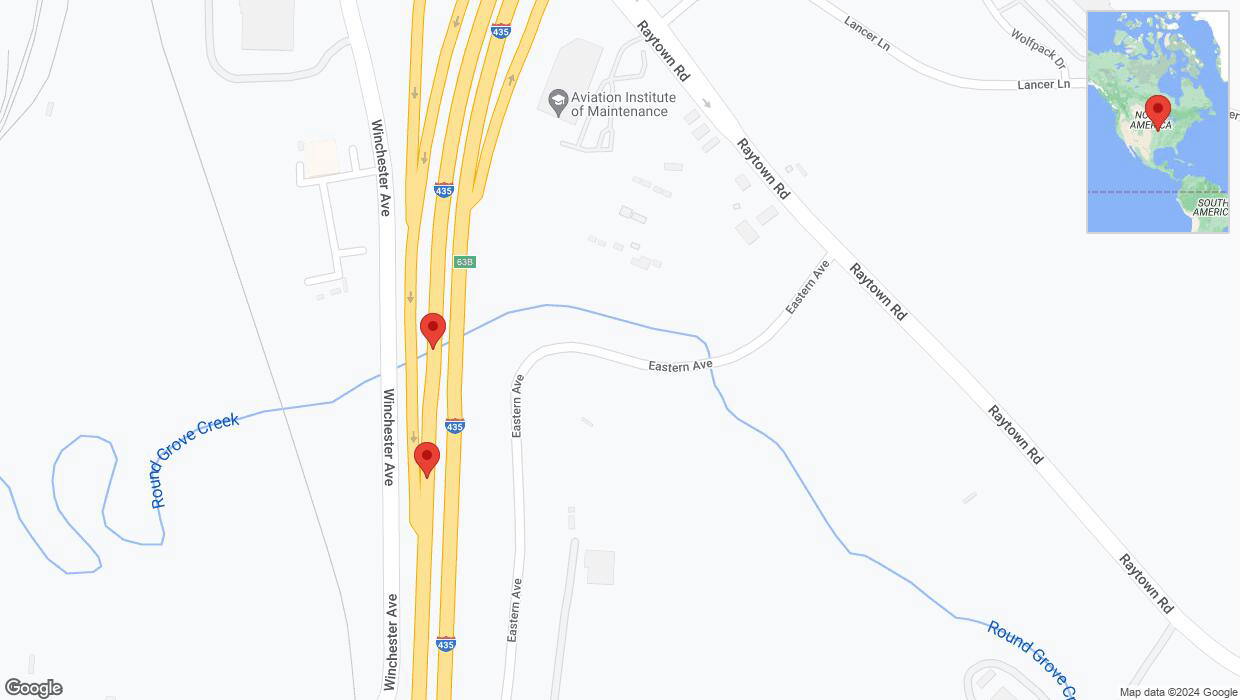 A detailed map that shows the affected road due to 'Broken down vehicle on southbound I-435 in Kansas City' on August 13th at 5:44 p.m.