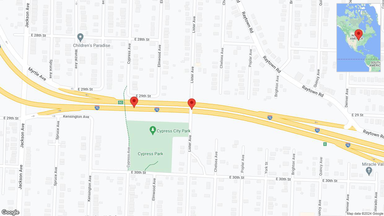 A detailed map that shows the affected road due to 'Broken down vehicle on eastbound I-70 in Kansas City' on August 13th at 5:44 p.m.