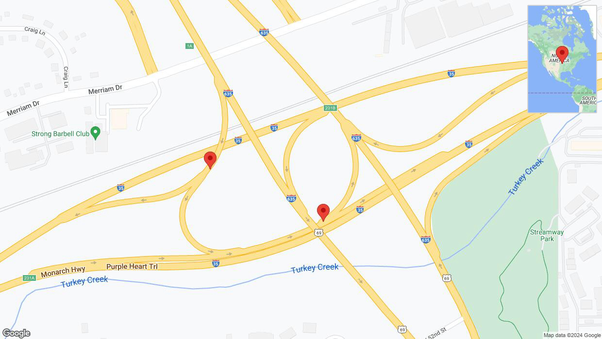 A detailed map that shows the affected road due to 'A crash has been reported on Purple Heart Trail' on August 13th at 11:02 p.m.