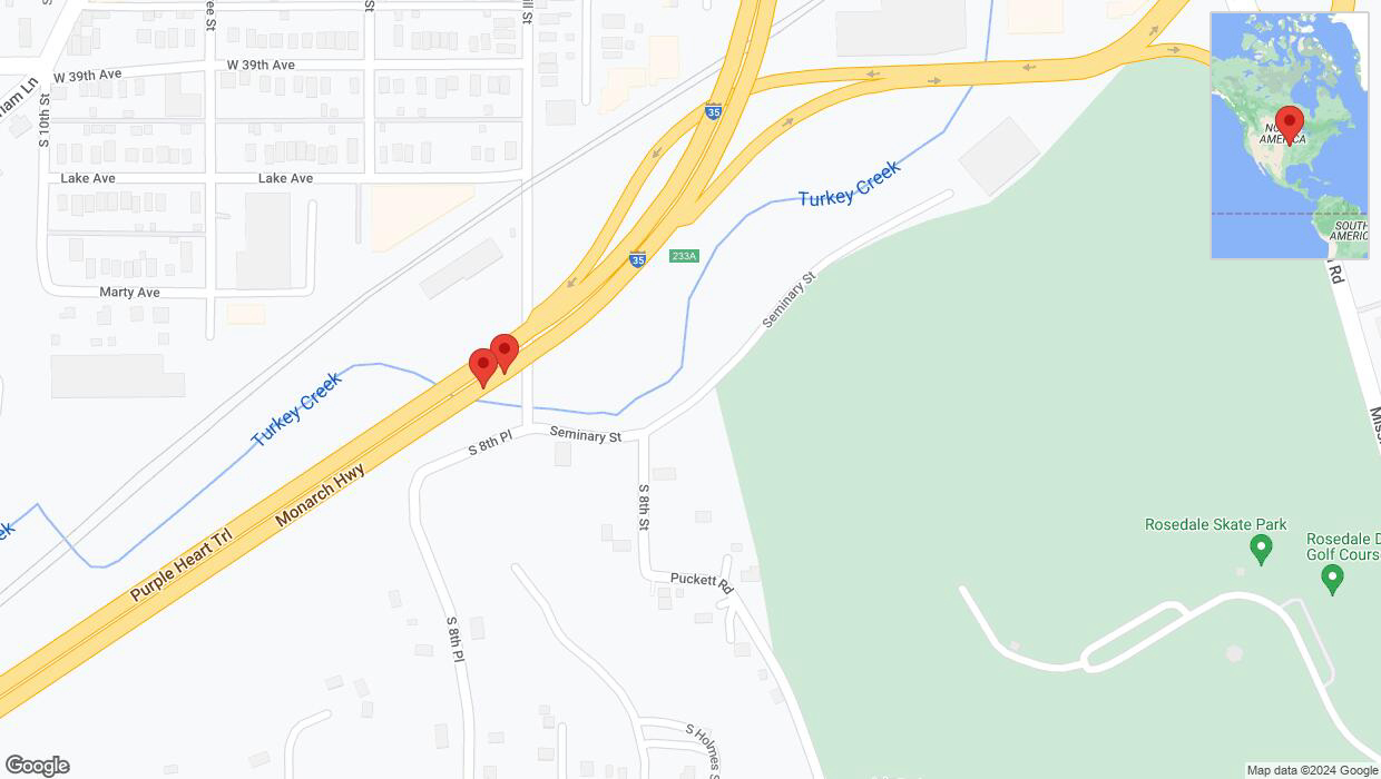 A detailed map that shows the affected road due to 'Broken down vehicle on northbound I-35 in Kansas City' on August 14th at 8:20 p.m.