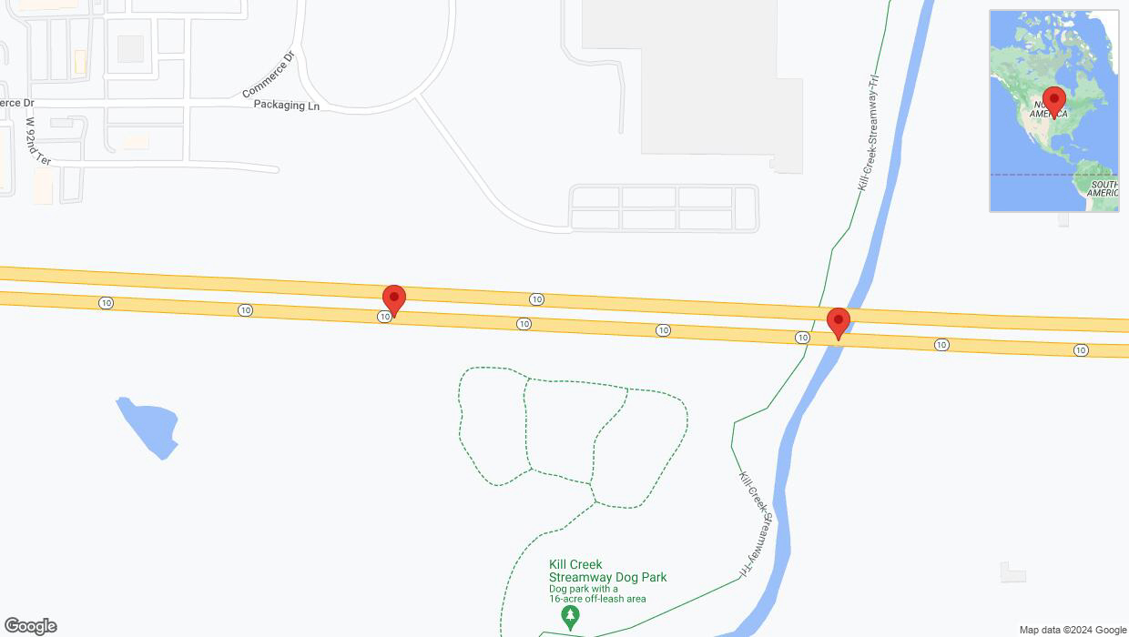 A detailed map that shows the affected road due to 'Broken down vehicle on eastbound K-10 in De Soto' on August 17th at 4:19 p.m.