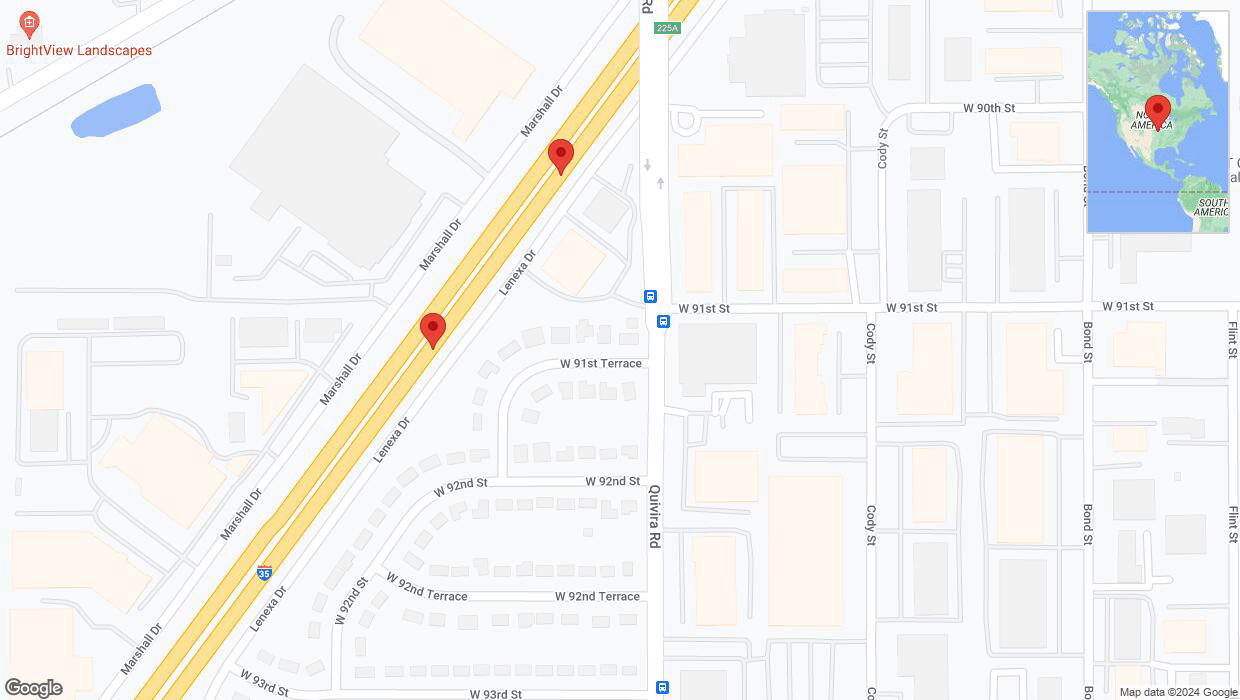 A detailed map that shows the affected road due to 'Broken down vehicle on eastbound I-35 in Lenexa' on August 19th at 2:57 p.m.