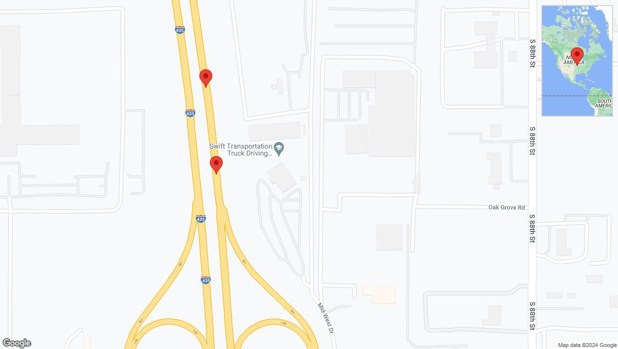 A detailed map that shows the affected road due to 'Broken down vehicle on northbound I-435 in Edwardsville' on August 19th at 6:03 p.m.
